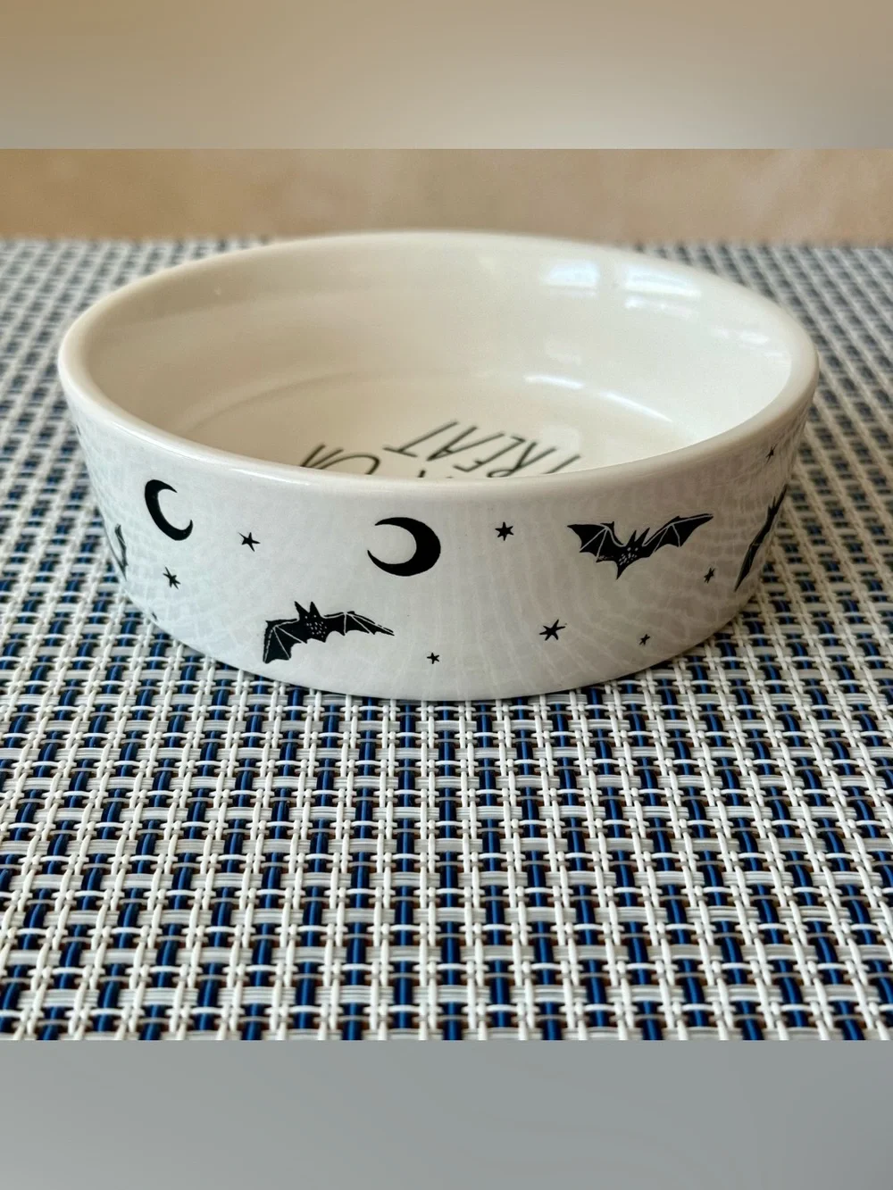 Rae Dunn Halloween TRICK OR TREAT Small Pet Bowl BRAND NEW!!